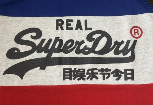 Superdry Tank Top Mens Size Large Logo Panel Blue White Red - Picture 2 of 2