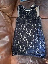 3.1 Phillip Lim Black Lace Overlay Dress Pearl Chain Neckline Sleeveless US sz 6