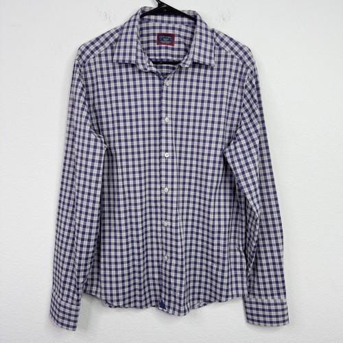 UNTUCKit Shirt Mens M Blue Check Plaid Slim Fit Egrivin Preppy Business Casual
