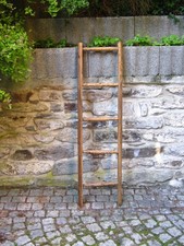 sch&ouml;ne alte Holzleiter_138 cm # Blumenampel/Ranke_Handtuchhalter_DEKO (Bl 99)