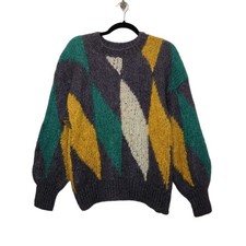 Vintage Mohair Blend Sweater Art Abstract Geometric Cobain VTG Shirt