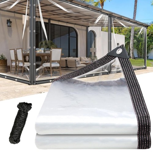 Upgrade Clear Tarp 8x16 ft -Heavy Duty 14Mil Waterproof PVC Vinyl Tarpaulin w...