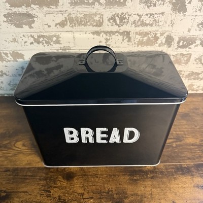 Extra Large Black Bread Box With Lid Metal Bread Storage Container For Farmhouse