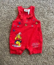 Vintage New Winnie the Pooh 3/6m old Bright Red Outfit with Piglet  Butterflies