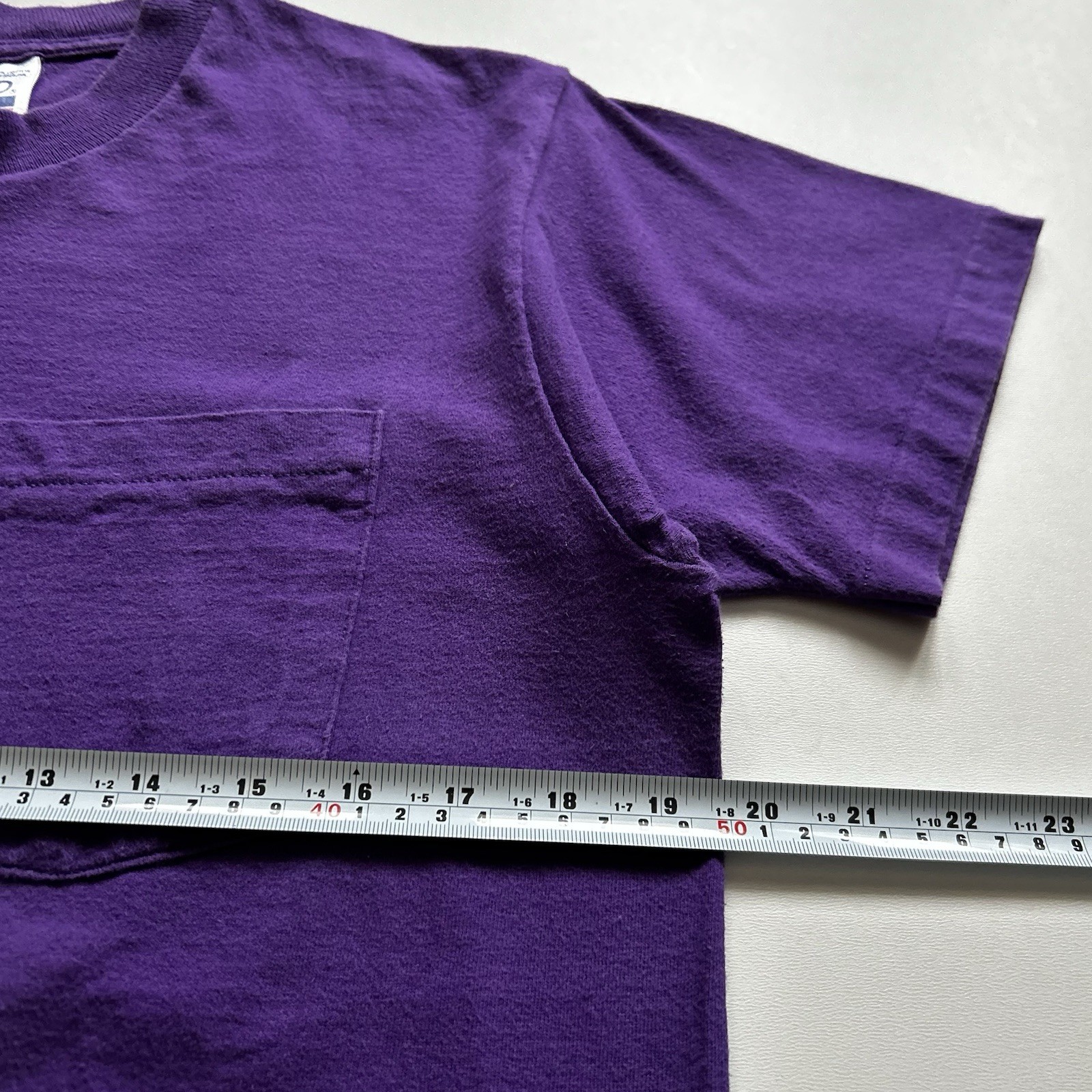 Vintage 90s Faded Purple Blank Basic Pocket T Shirt Mens Medium Made In USA Rare image 6