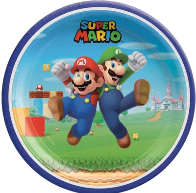 SEALED -Nintendo Super Mario Bros Birthday Party 9'' Dinner Plates* 8 Per Package