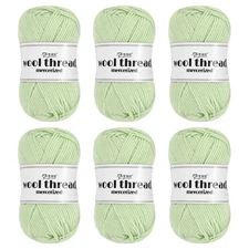 100% Wool Yarn,6 Skeins of 300g/10.58oz(Per Skein 50g/109yards)/Light Green