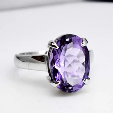 5.06 Gm Natural Amethyst 925 Sterling Silver Charm Dainty Ring For Unisex US 7