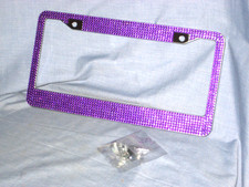 License Plate Frame With Purple Bling Diamond Look - New With Hardware