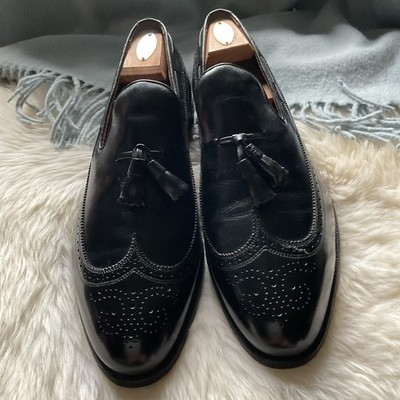 Men's Allen Edmonds Berwick Black Leather Wingtip Tassel Loafers Size 13B