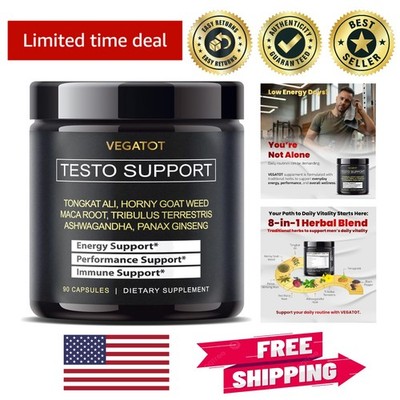 All-Natural Testo Support with 8 Powerful Herbs for Energy & Wellness - 90 Count