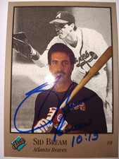 1992 Donruss Studio #2 SID BREAM Atlanta Braves Signed Baseball Card Autograph