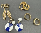 Lot Of Trifari Signed Earrings - Clip On Gold Tone Faux Pearl J40