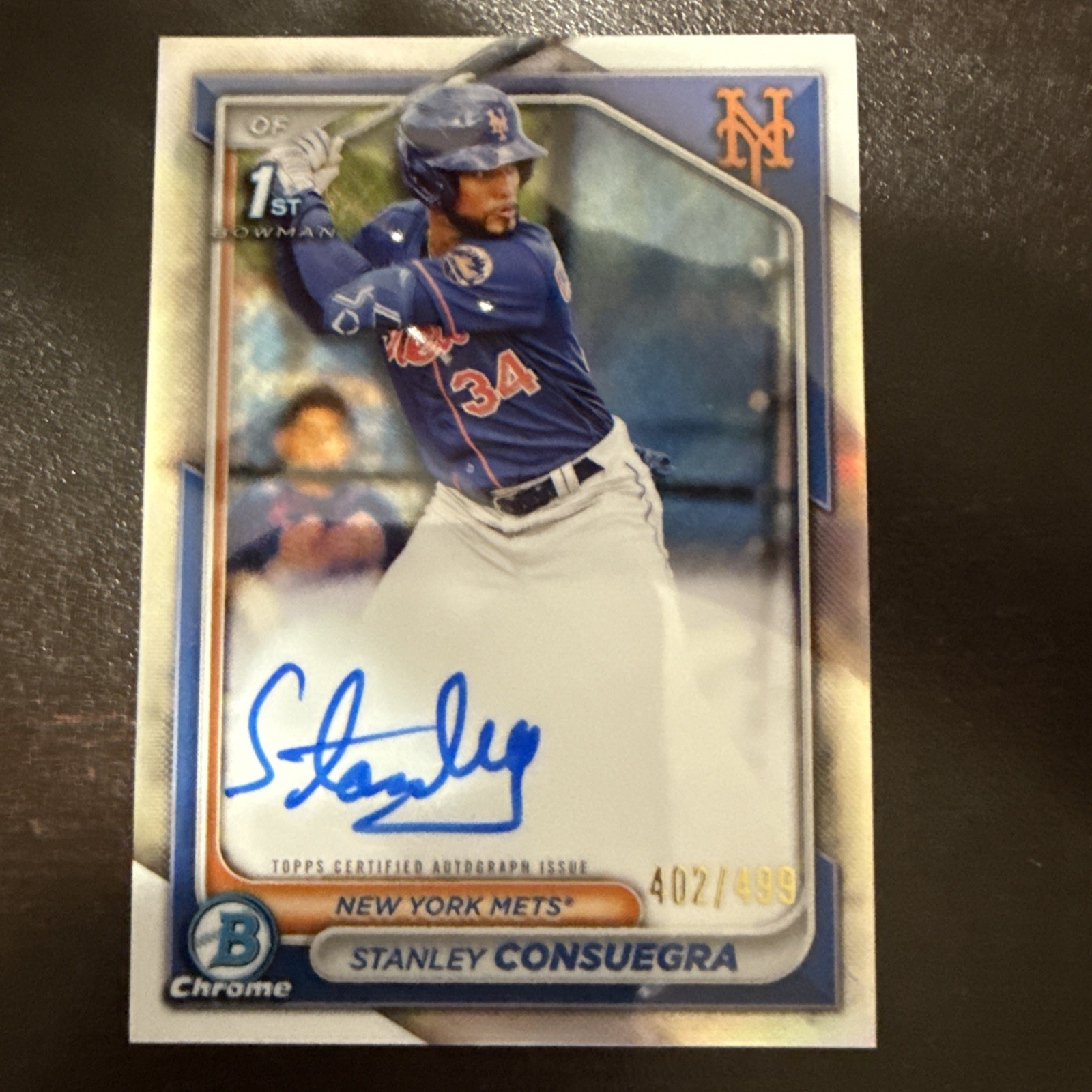 2024 Bowman Stanley Consuegra Chrome Auto Refractor 1st #/499 Mets
