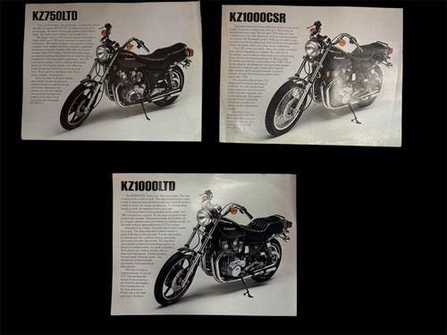 Vintage Kawasaki 1981 double sided ads with specs lot of three KZ1000 KZ750
