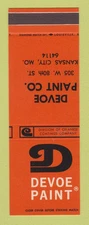 Matchbook Cover - Devoe Paint Company Kansas City MO MISCUT SAMPLE