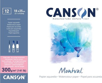 CANSON Zeichenpapierblock ''Montval'' 180 x 250 mm 300 g/qm 12 Blatt