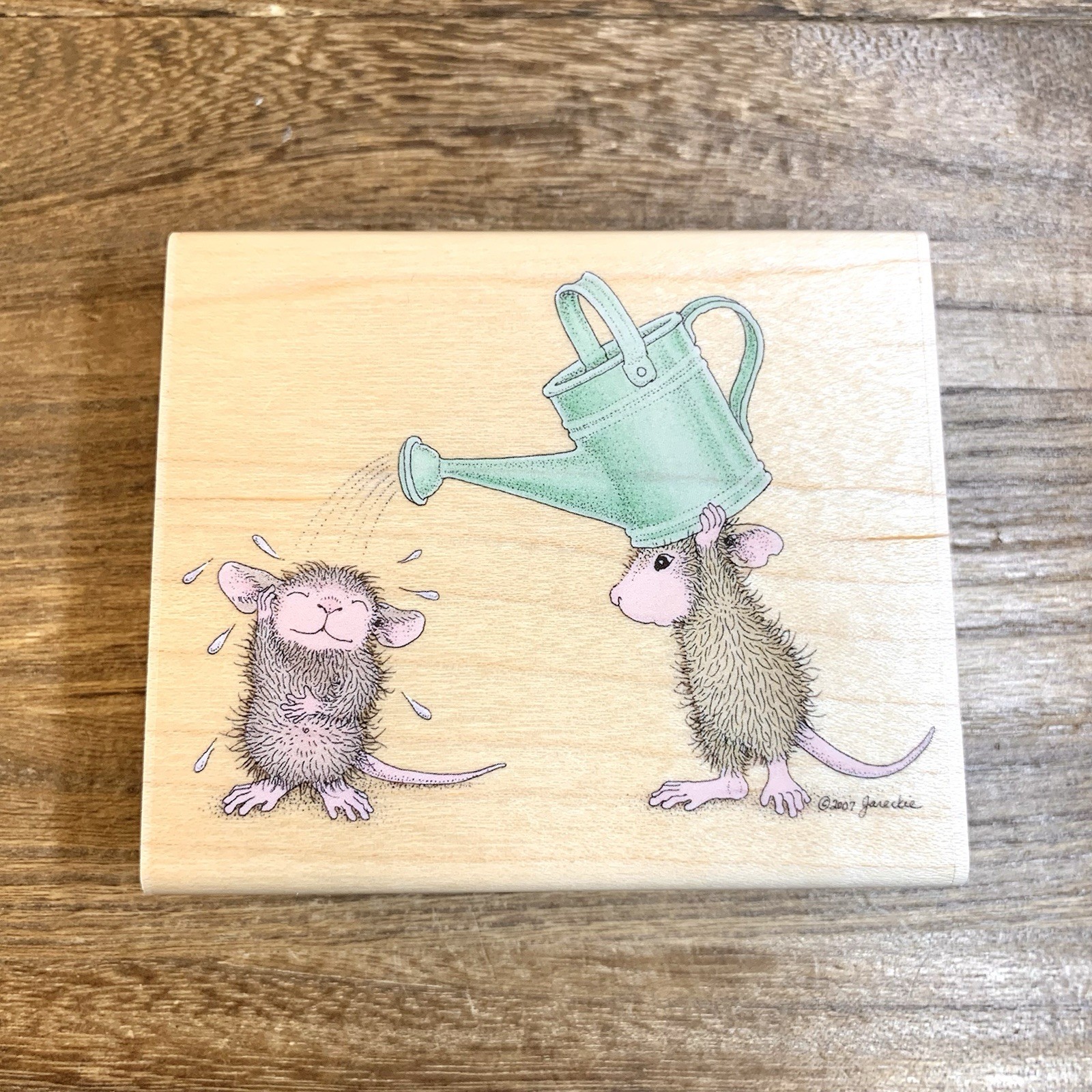 Stampabilities House Mouse Tin Can Showers HMKR1035 New Unused Wooden Stamp