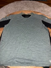 Smartwool Merino Sport 150 Mens Short Sleeve T-Shirt zipper base Gray Size XL