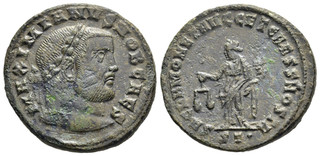 FITZ Rom Galerius Follis AD 300/03 Ticinum Moneta Tetrarchy μFIM140