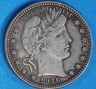 1916 25C Barber Quarter
