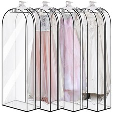 4 Pack 60" Clear Garment Bags, 10" Gusseted Suit Bags for Closet Storage, Pla...
