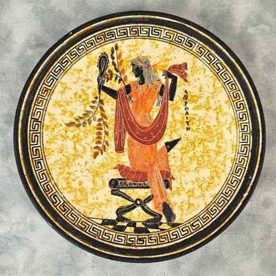 c1990s Greek Nika Ceramics Aphrodite Wall Plate 7.25'' Hand Painted Greece Marked