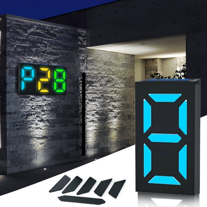 Solar Powered LED House Address Number Digits Street Road Door Plate Wall Light