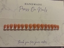 Extra short square press on nails deep white French tips nude