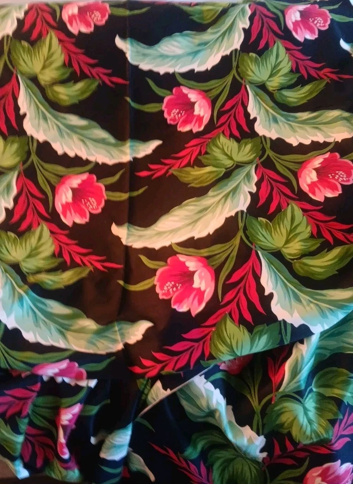 VintageTropical Floral Drapery Decor Fabric 46 x 10 yds Montrey Barkcloth Era? - Image 3 of 4