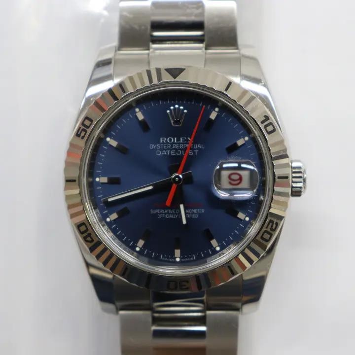 2000s Rolex 116264 Datejust Turn-O-Graph 36mm Steel Blue Dial Watch