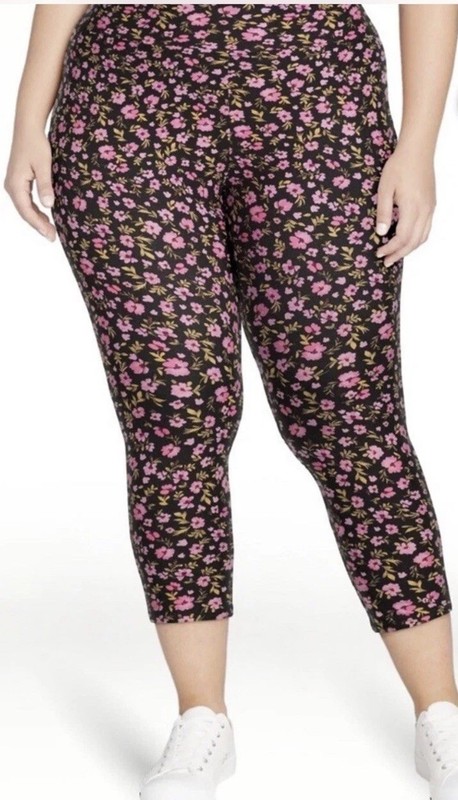 Terra and Sky Tossed Ditsy High Rise Capri Leggings 2X (20W-22W) NEW