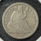 1838 Seated Liberty Half Dime - No Drapery - Large Star - Fine Details (0082)