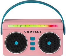 Crosley CR3050A-FG Mini Boombox Retro Portable Bluetooth Speaker, Flamingo