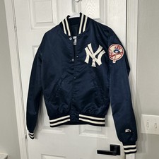 Vintage 90s New York Yankees MLB Starter Satin Bomber Jacket Size Medium