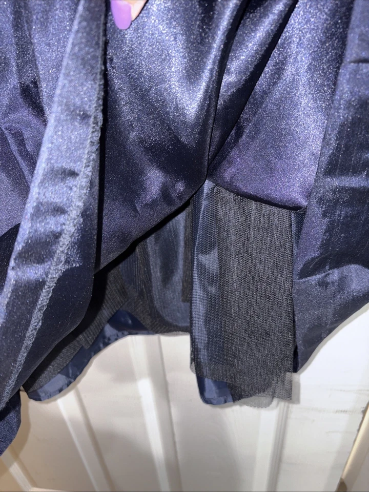 Vestido Jessica Howard azul marino satinado con cinturón - talla 14 Foto 3 de 4