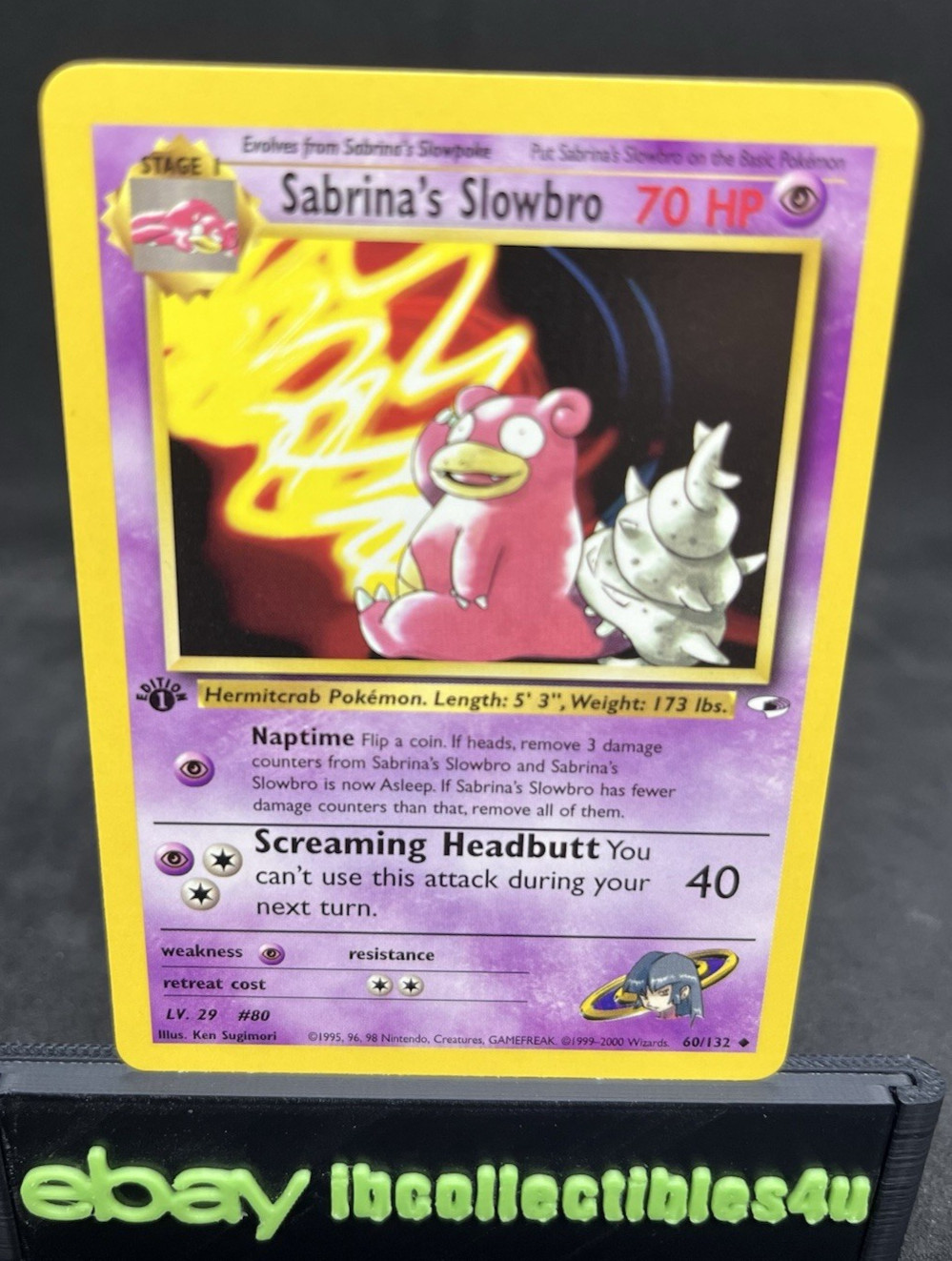 Pokemon Card - Sabrina's Slowbro 1st Edition Gym Heroes 60/132 Wotc 2000 NM F/S