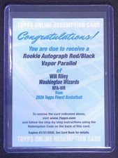 2025-26 Topps Finest Will Riley RC Rookie Auto Red/Black Vapor /10