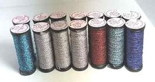 Kreinik Metallic 8 Fine Braid, 12 Tapestry Braid, 16 Med. Braid, 1/16" Ribbon