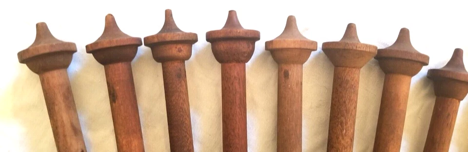 Antique Wood Spinning Needles 14.5" long Lot of 18 Whorls - Image 3 of 4