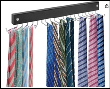 Tie Rack Wall Mounted, Tie, Belt and Scarf Hanger 20 Hook, Tie and Belt