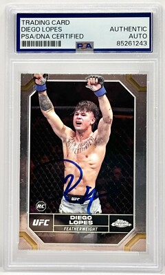 Diego Lopes Signed 2024 Topps Chrome UFC Rookie On Card Auto PSA