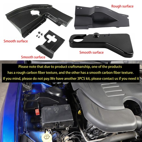 Juego completo de cubierta antipolvo lateral del capó del motor de fibra de carbono para Dodge Challenger 2015+ - Imagen 2 de 14