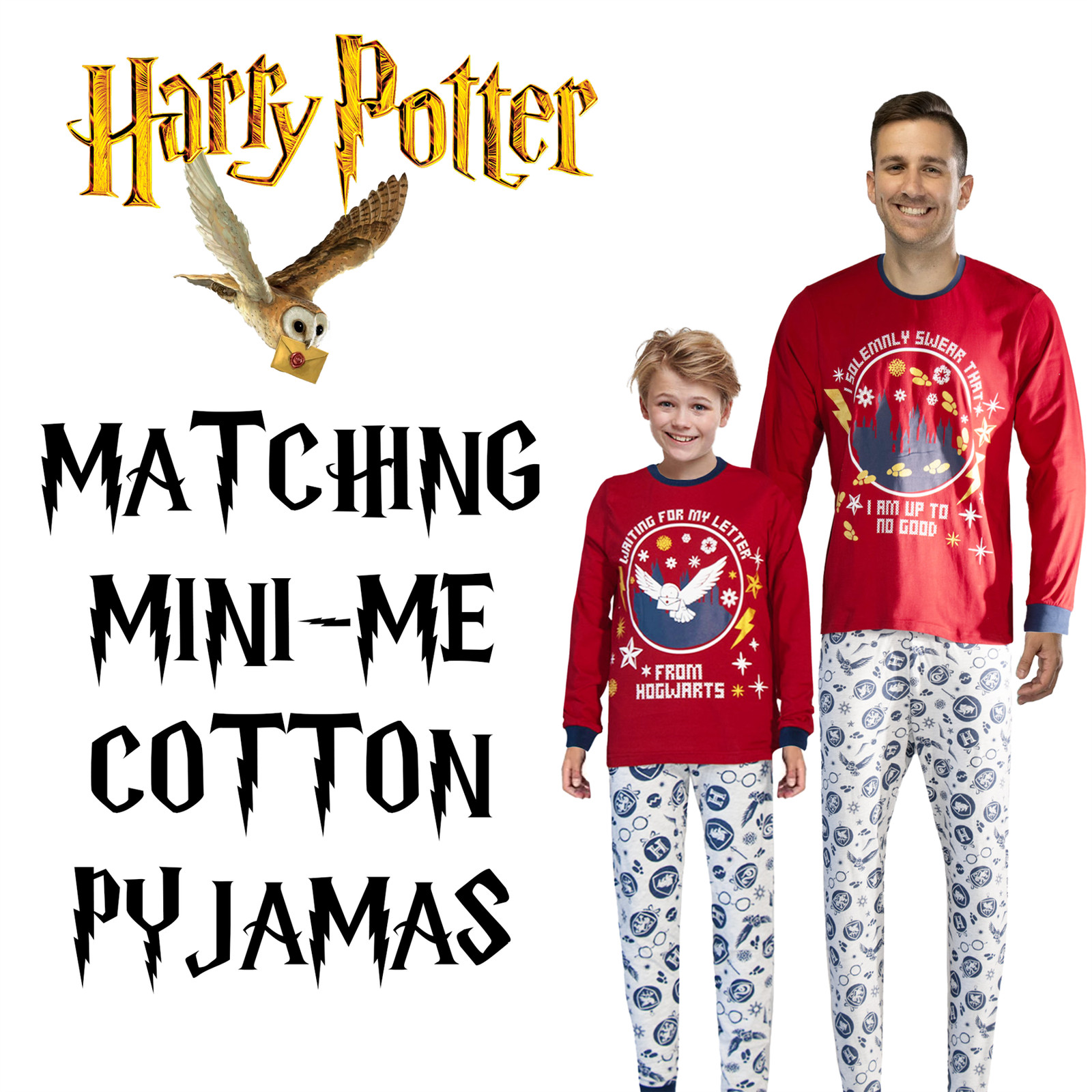 Pijama de algodón Mini Me a juego Harry Potter para hombre niños conjunto de salón regalo