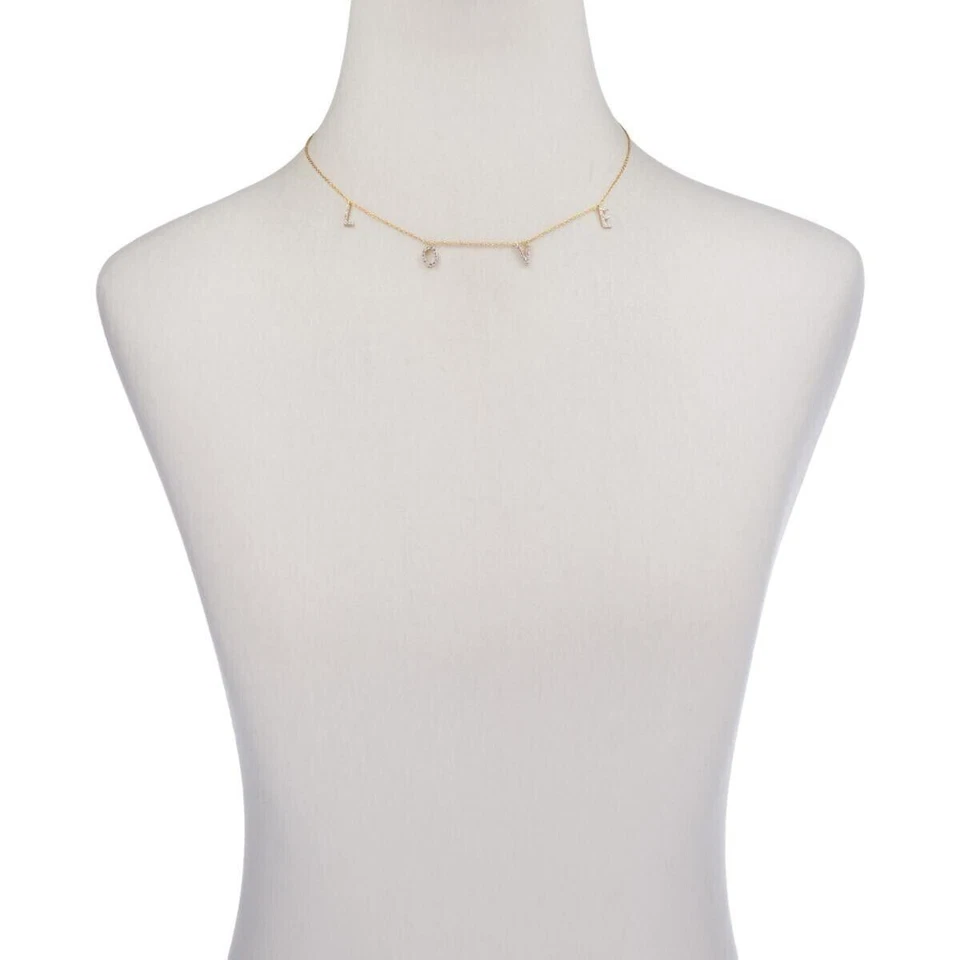 Collar Estación 'LOVE' Rarezas Chapado en Oro Plata de Ley Circón Blanco 18" Foto 2 de 4