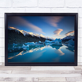 Winter Symmetry Icebergs Mountains Glacier Cold Snow Ice Frost Frozen Art Print