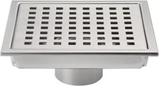 DEOKXZ 6 Inch Square Shower Floor Drain, Grille with Removable Cover, SUS304 Sta