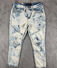 M Society Politically Incorrect Girls 8 Jeans Acid Wash Ripped Blue Jeans 25x21