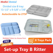 8 x Dental Autoclave Plastic Instrument SetUp Divided Tray Size B Ritter Trays