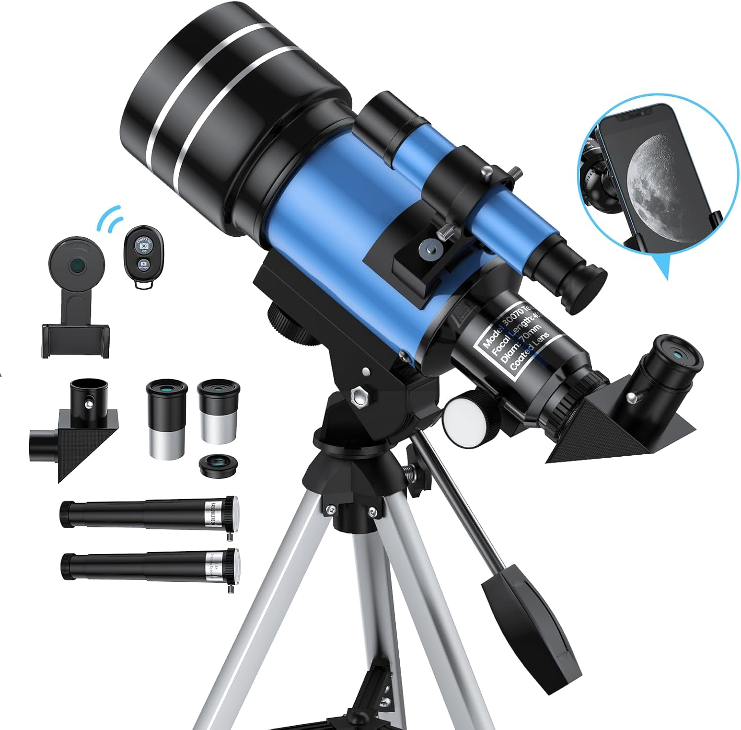 Telescope 70Mm Aperture 400Mm -Magnification 24-180X, Astronomical Portable Refr